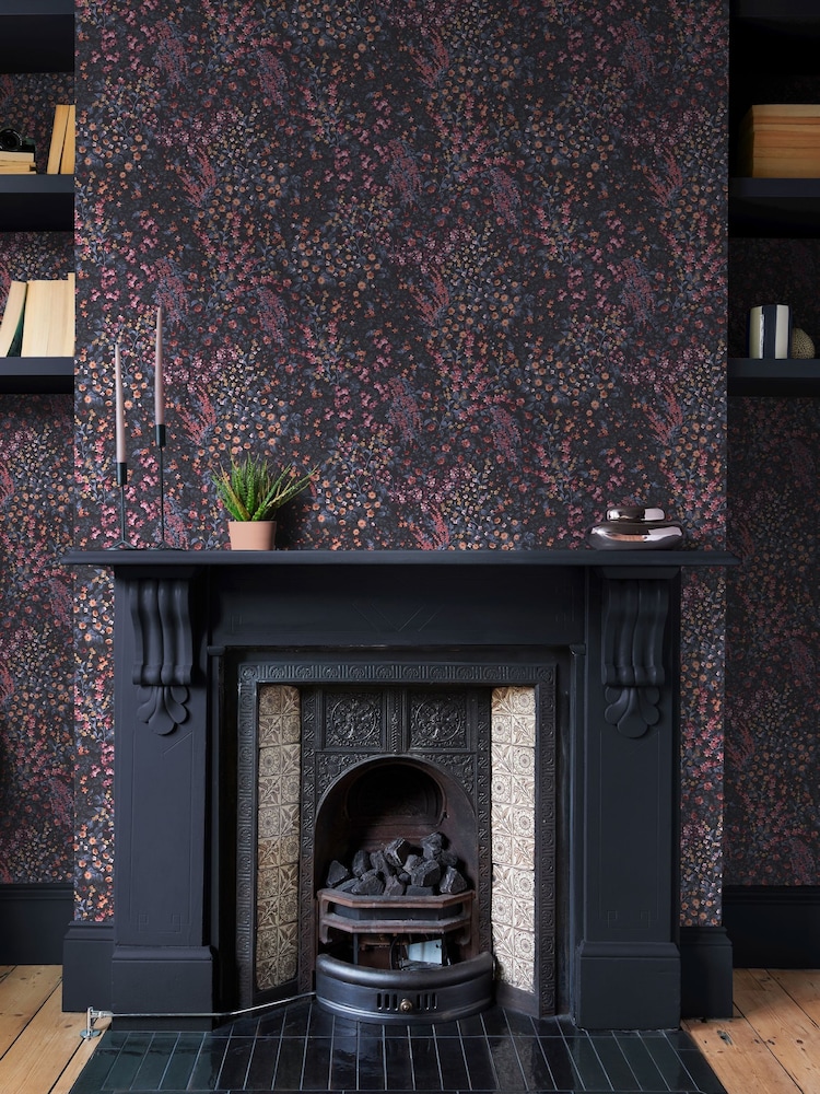 Graham & Brown Blue Pink Painterly Flora 10M Wallpaper - Image 1 of 3