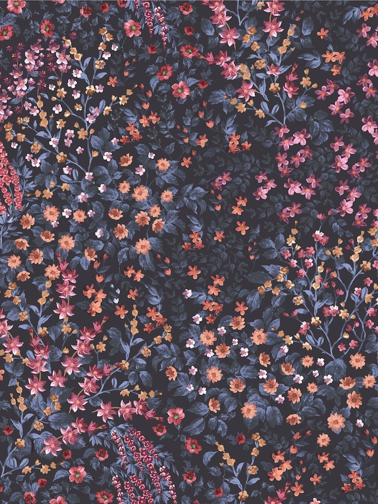 Graham & Brown Blue Pink Painterly Flora 10M Wallpaper - Image 2 of 3