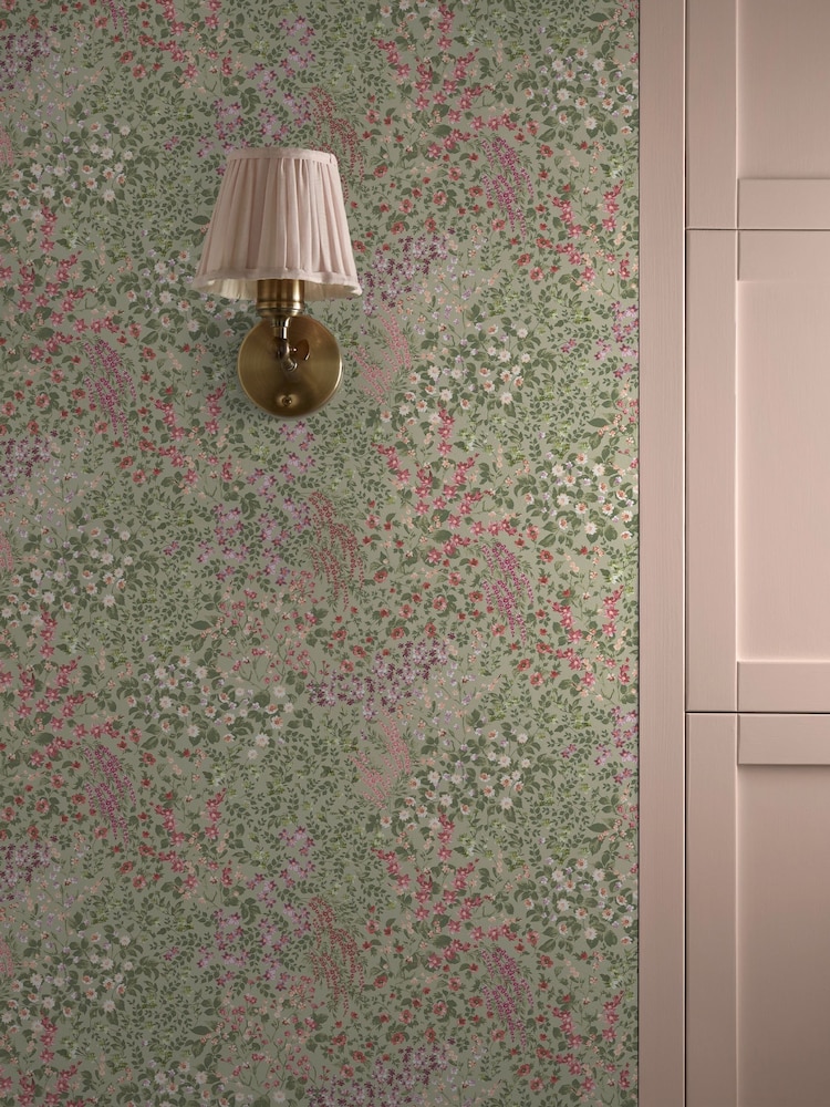 Graham & Brown Sage Painterly Flora 10M Wallpaper - Image 1 of 3