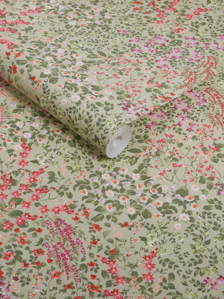Graham & Brown Sage Painterly Flora 10M Wallpaper - Image 3 of 3