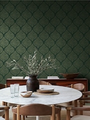 Graham & Brown Emerald Woodland Fable Damask 10M Wallpaper - Image 1 of 3