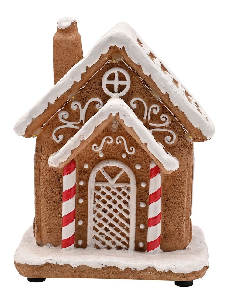 Widdop Brown Light Up Christmas Gingerbread Candy Cane House - Image 1 of 4 Widdop Brown Light Up Christmas Gingerbread Candy Cane House - Image 1 of 4