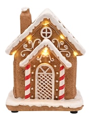 Widdop Brown Light Up Christmas Gingerbread Candy Cane House - Image 4 of 4