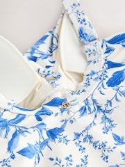 White/Blue Ditsy Shaping Tummy Control Swimsuit - Image 4 of 4