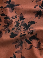 Brown Floral High Shine Plunge Tummy Control Swimsuit - Image 8 of 8