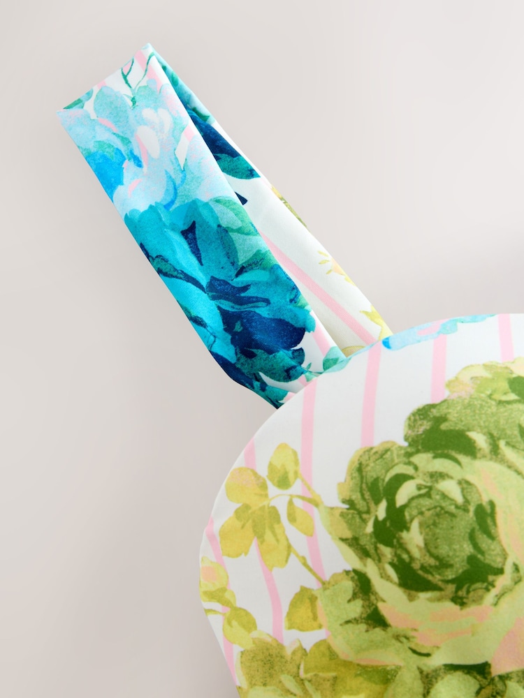 Pink Stripe/Blue Floral Wired Bandeau Bikini Top - Image 2 of 3