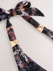 Brown/Navy Animal Print Triangle Bikini Top With Hardware - Image 6 of 7