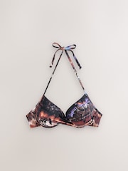 Blue/Black/Brown Snake Padded Wired Plunge Bikini Top - Image 6 of 8