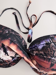 Blue/Black/Brown Snake Padded Wired Plunge Bikini Top - Image 7 of 8