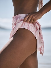 Cream/Pink Floral Swim Skirt Bikini Bottoms - Image 4 of 9
