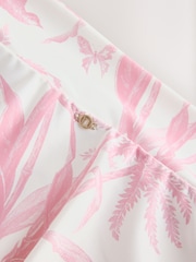 Cream/Pink Floral Swim Skirt Bikini Bottoms - Image 8 of 9