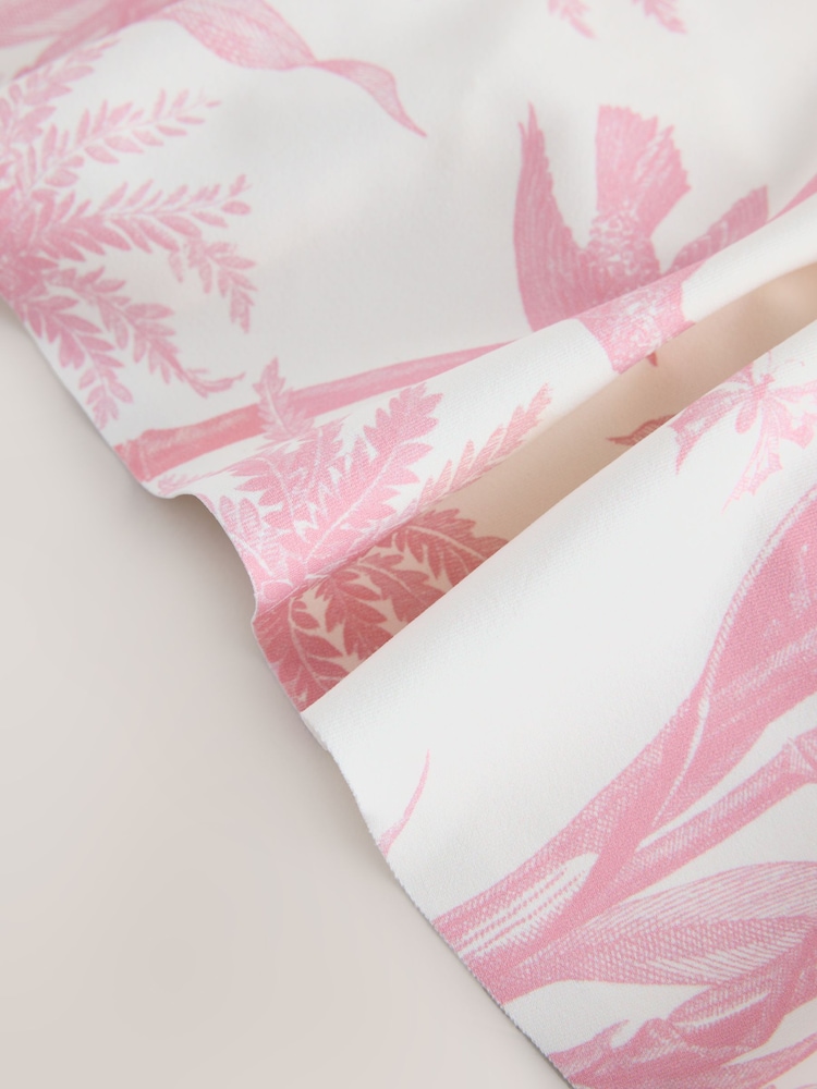 Cream/Pink Floral Swim Skirt Bikini Bottoms - Image 9 of 9