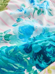 Cream/Pink Stripe Floral High Leg Print Bikini Bottoms - Image 3 of 3