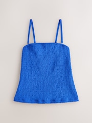 Cobalt Blue Shirred Bandeau Tummy Control Tankini Top - Image 4 of 6