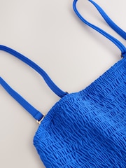 Cobalt Blue Shirred Bandeau Tummy Control Tankini Top - Image 5 of 6