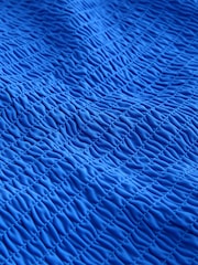 Cobalt Blue Shirred Bandeau Tummy Control Tankini Top - Image 6 of 6