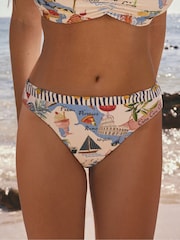 Cream/Red Map High Leg Print Bikini Bottoms - Image 1 of 6