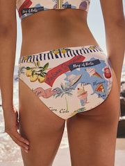 Cream/Red Map High Leg Print Bikini Bottoms - Image 2 of 6