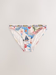Cream/Red Map High Leg Print Bikini Bottoms - Image 4 of 6