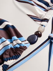 Azul/marrón a rayas - Top de bikini triangular con cuentas - Imagen 9 de 10