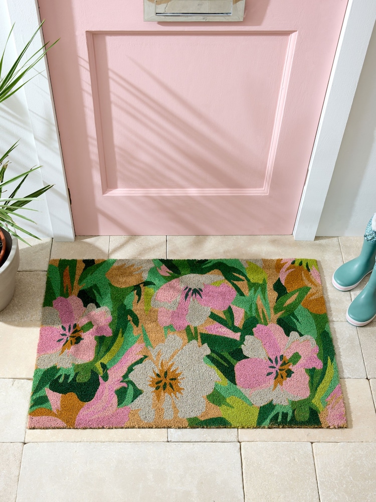 Multi Bright Floral Coir Doormat - Image 2 of 5 Multi Bright Floral Coir Doormat - Image 2 of 5