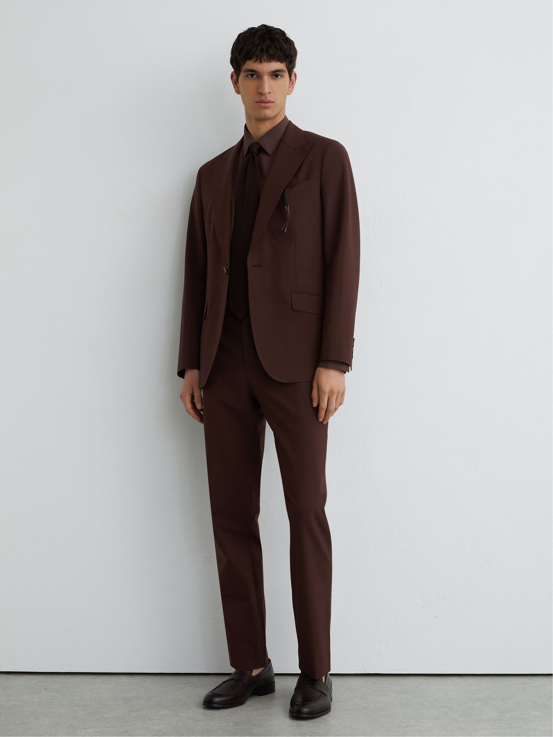 Buy Reiss Chocolate Brown Mineral Classic Fit Wool-Blend Single