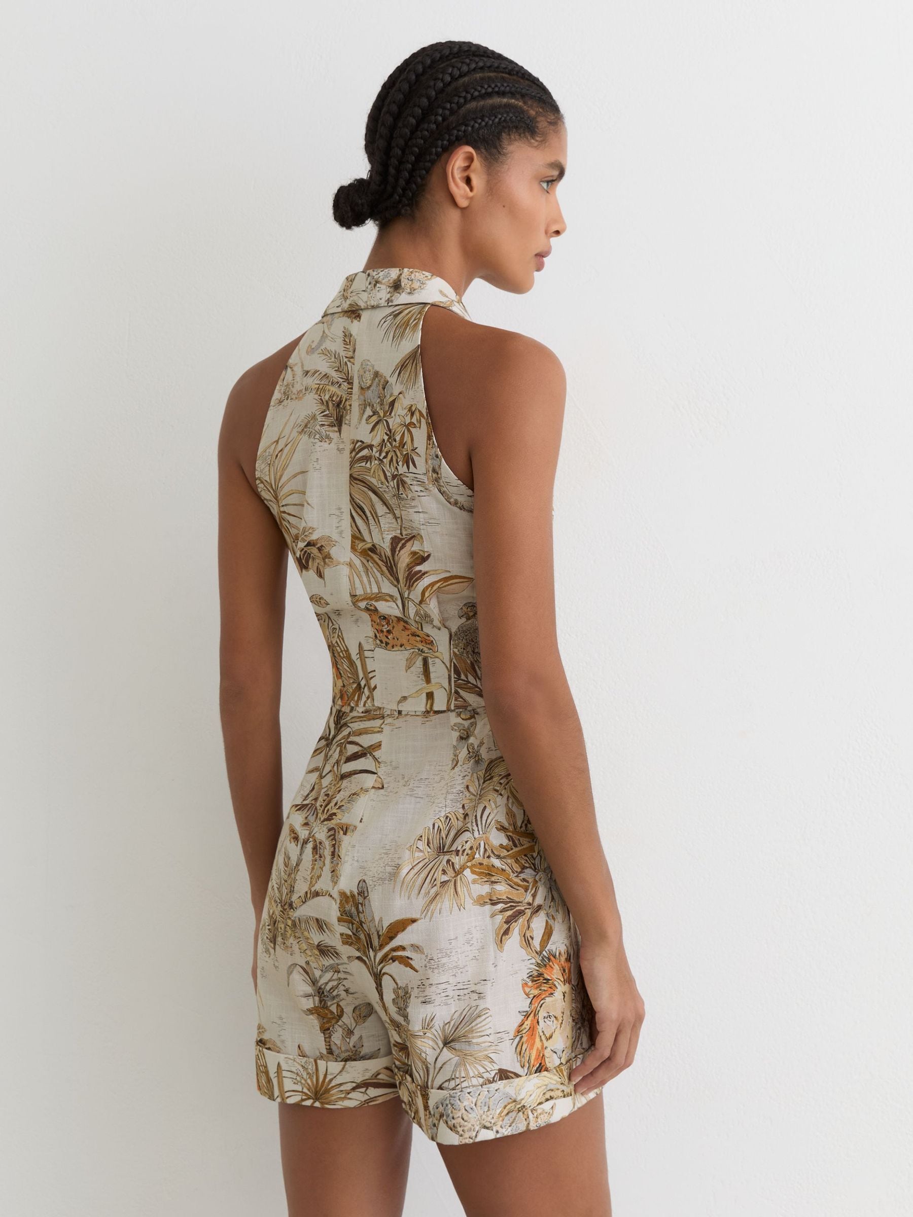 Buy Reiss Neutral Estelle Cotton Safari-Print Playsuit from Next USA