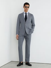 Reiss Soft Blue Oscar Wool Single-Breasted Classic-Fit Suit Blazer - Image 3 of 9