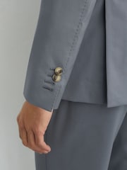 Reiss Soft Blue Oscar Wool Single-Breasted Classic-Fit Suit Blazer - Image 4 of 9