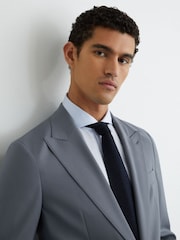 Reiss Soft Blue Oscar Wool Single-Breasted Classic-Fit Suit Blazer - Image 6 of 9