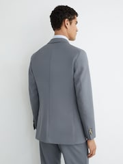Reiss Soft Blue Oscar Wool Single-Breasted Classic-Fit Suit Blazer - Image 7 of 9