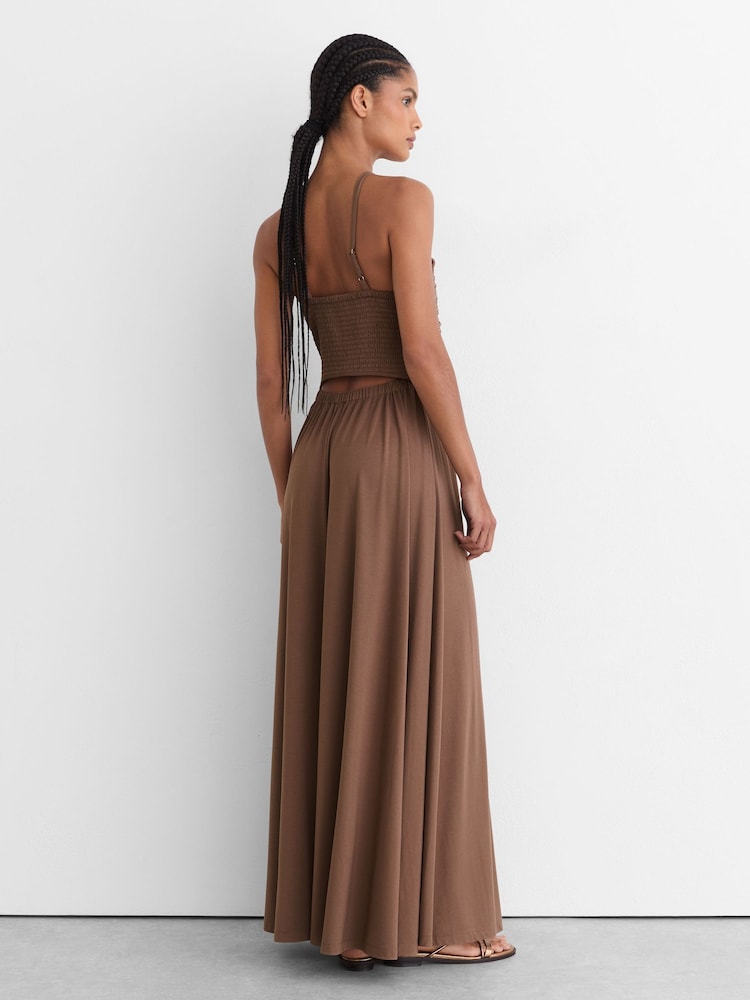 taupe jersey maxi dress Buy Reiss Taupe Brown Eloise Jersey Bead-Detail Ruched Maxi Dress from Next  USA