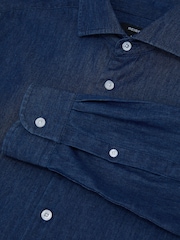 Reiss Dark Blue Wash Don Chambray Long-Sleeve Slim-Fit Shirt - Image 7 of 7