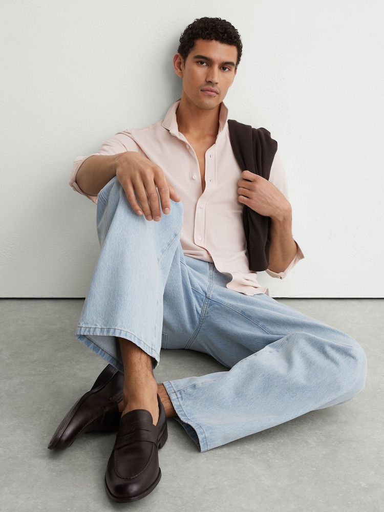 Reiss Stone Dasilva Cotton-Piqué Garment-Dyed Shirt Regular-Fit - Image 1 of 7 Reiss Stone Dasilva Cotton-Piqué Garment-Dyed Shirt Regular-Fit - Image 1 of 7