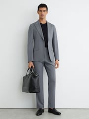 Reiss Soft Blue Oscar Classic-Fit Wool Suit Trousers - Image 1 of 6