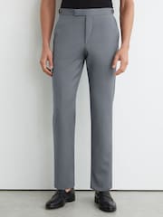 Reiss Soft Blue Oscar Classic-Fit Wool Suit Trousers - Image 3 of 6