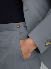 Reiss Soft Blue Oscar Classic-Fit Wool Suit Trousers - Image 4 of 6