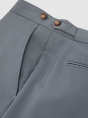 Reiss Soft Blue Oscar Classic-Fit Wool Suit Trousers - Image 6 of 6