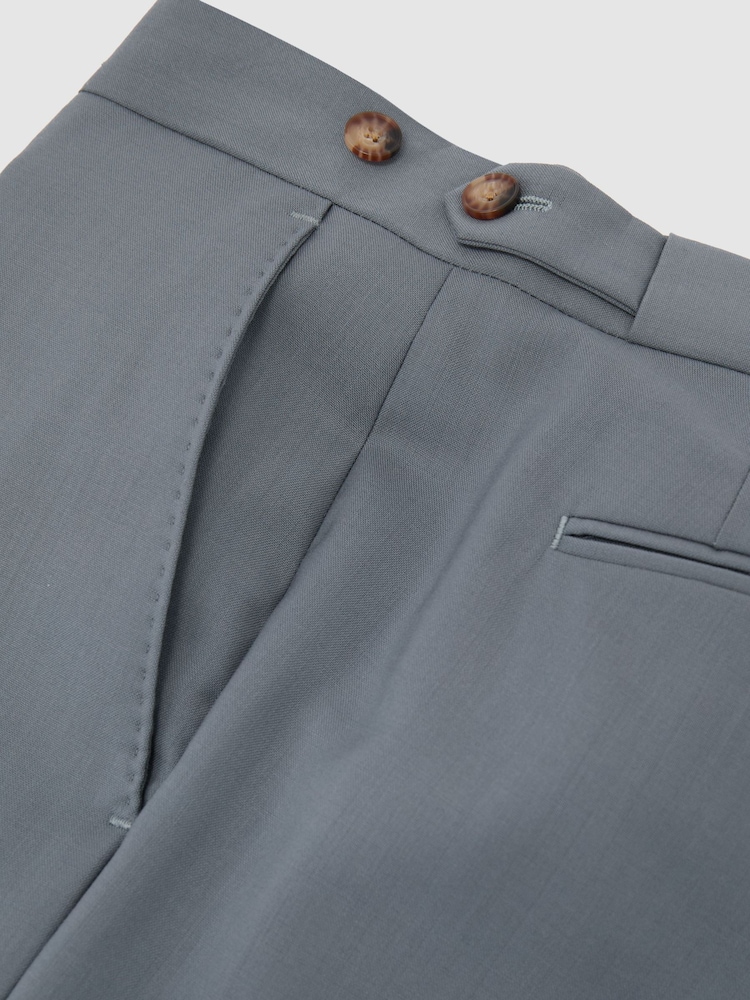 Reiss Soft Blue Oscar Classic-Fit Wool Suit Trousers - Image 6 of 6