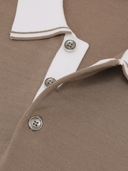 Reiss Camel/White Claremont Colour-Block Knitted Polo Shirt - Image 5 of 5