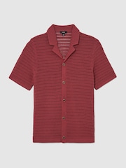 Reiss Rust Red Buzzard Open-Knit Button-Through Shirt - Image 2 of 5