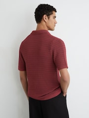 Reiss Rust Red Buzzard Open-Knit Button-Through Shirt - Image 4 of 5
