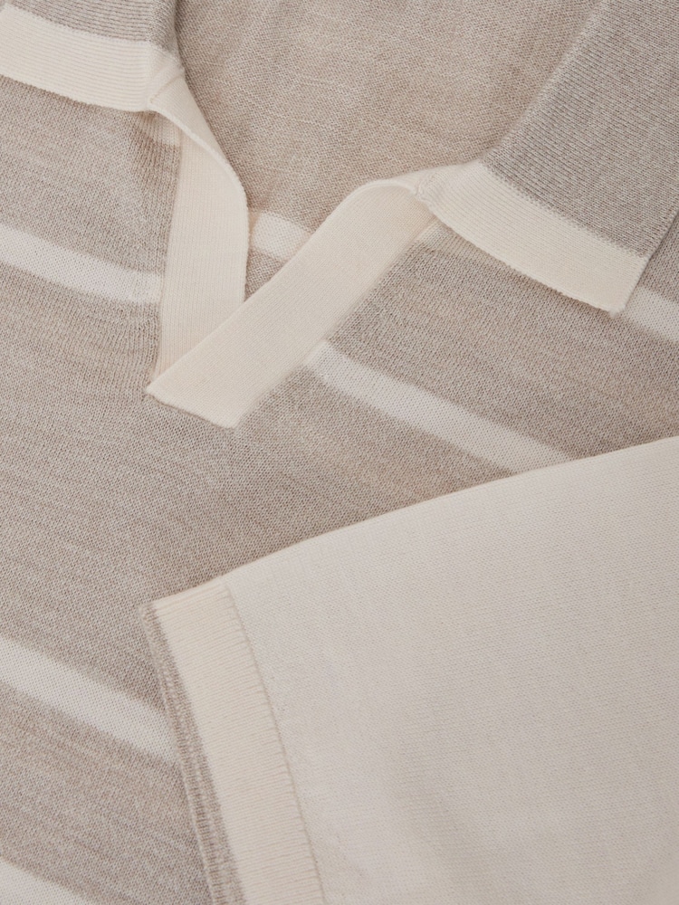 Avena/Blanca - Reiss Miles Suéter polo de punto a rayas de lana merino - Imagen 6 de 6 Avena/Blanca - Reiss Miles Suéter polo de punto a rayas de lana merino - Imagen 6 de 6