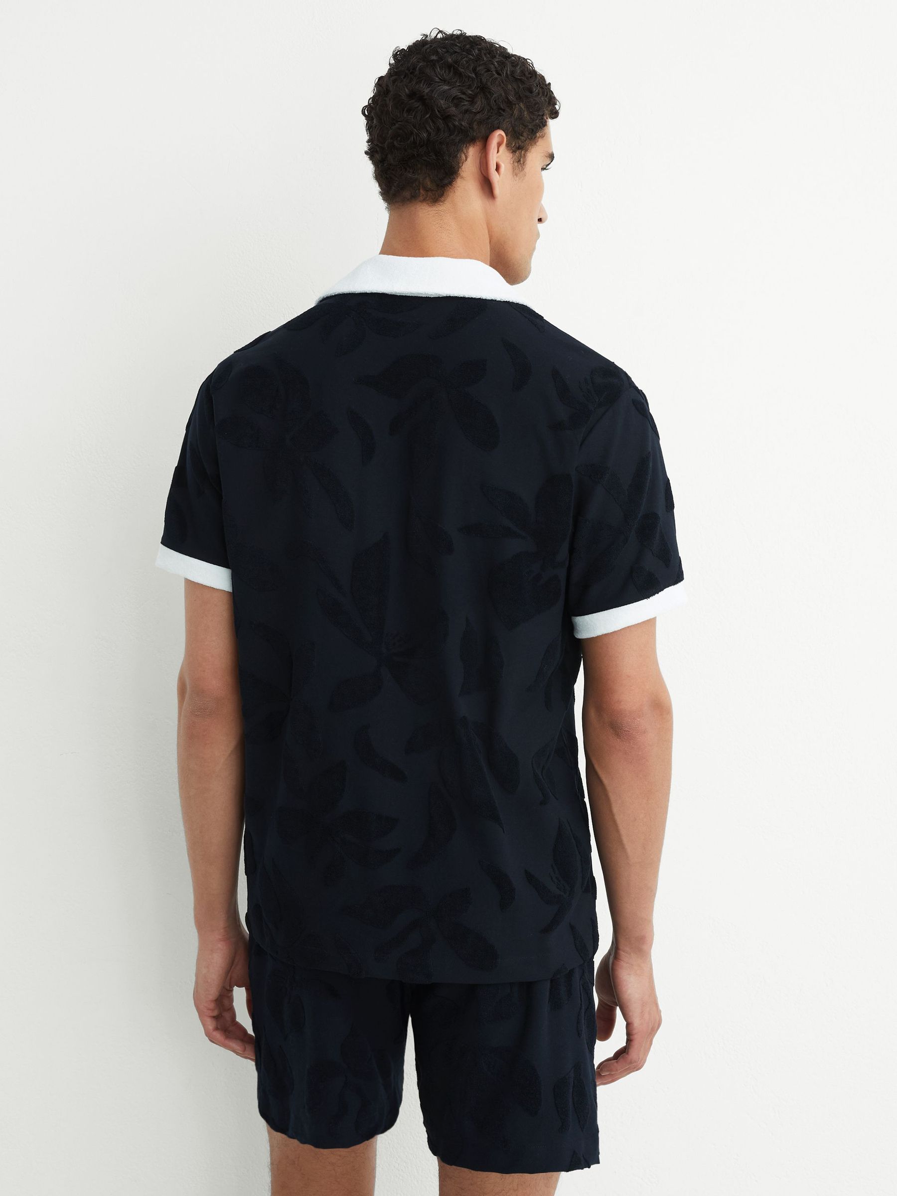 Buy Reiss Navy Zuma Towelling-Jacquard Tipped Shirt from Next USA