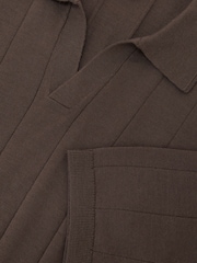 Ridge Marron - Pull polo Reiss Chelmsford à larges côtes en laine mérinos - Image 6 de 6