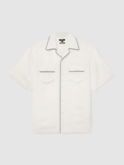Reiss Ivory White Canyon Jacquard-Stripe Piped Shirt - Image 2 of 7