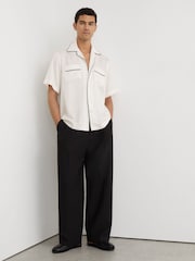 Reiss Ivory White Canyon Jacquard-Stripe Piped Shirt - Image 3 of 7