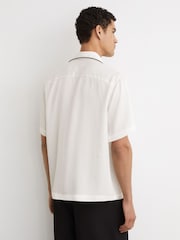 Reiss Ivory White Canyon Jacquard-Stripe Piped Shirt - Image 6 of 7