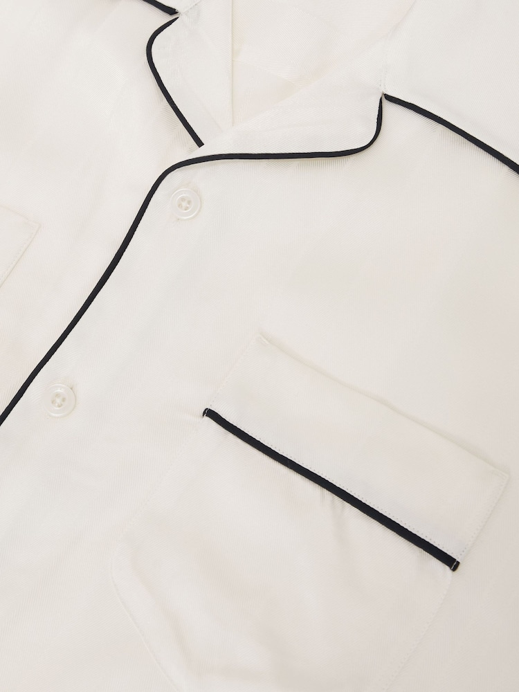 Reiss Ivory White Canyon Jacquard-Stripe Piped Shirt - Image 7 of 7