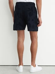 Reiss Navy Voss Towelling-Jacquard Drawstring Shorts - Image 5 of 6